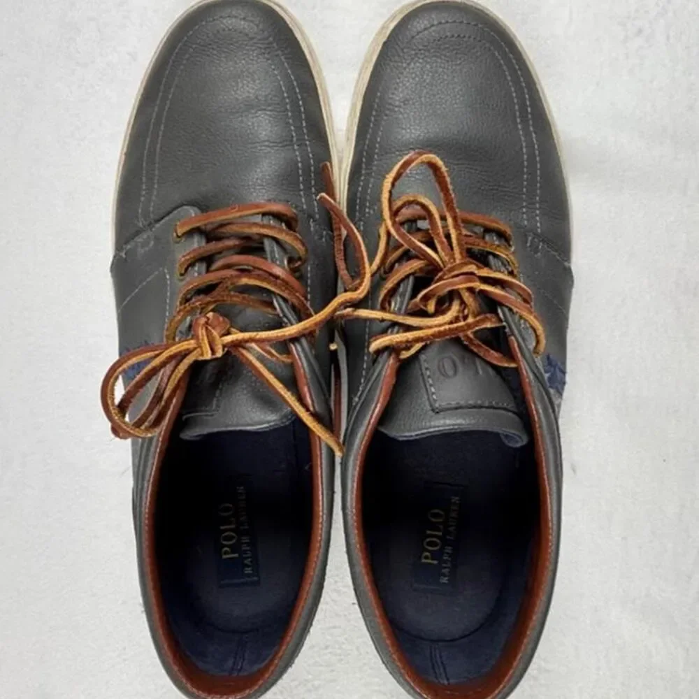 Polo Ralph Lauren Gray Leather Oxford Sneakers Men's Size 12